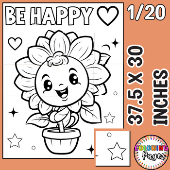 Preview of Flower Positive Quotes Spring Collaborative Coloring Craft Bulletin Board Poster