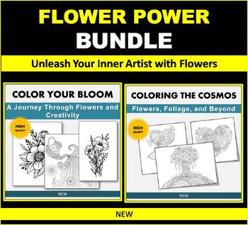 Preview of Colouring Flowers Pages Bundle: Unleash Your Inner Artist with Flowers