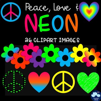 colorful peace signs and hearts