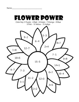 Flower Power Math Coloring Sheets Bundle | Addition Subtraction Elementary