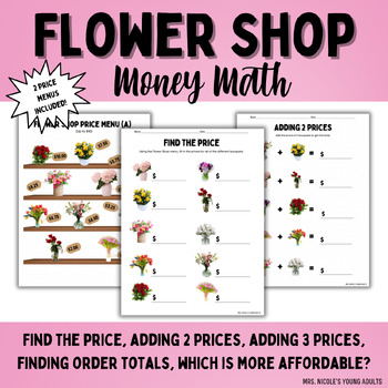 Preview of Flower Shop Menu Math | Find the price, adding prices & more!