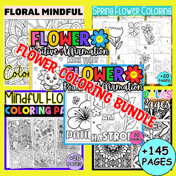 Preview of Flower Spring Coloring Pages Activity - SEL Brain Breaks Worksheets Bundle