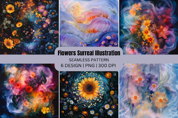 Preview of Flower Sutteal Illustration Seamless Patterns Digital Paper Background