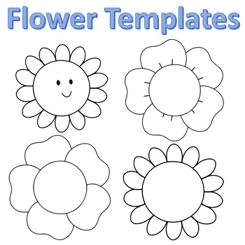 Preview of Flower Template for Bulletin Board -Flower Coloring Page Outline Art Project -4K