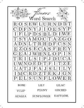 Flower Type Word Search by The Imagination Shop | TPT