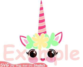 Download Flower Unicorn Birthday Silhouette Clipart Svg Floral Head Face Smile 67sv