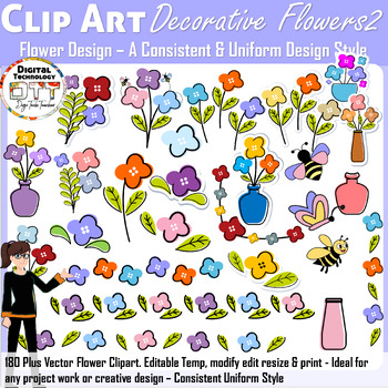 Preview of Flower Vector Clipart 2, Decorative Flower Clipart, Flower Accent Clipart