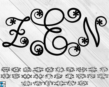 Flower Vine Alphabet- Clip Art and Cutting Files Digital Files cod253c