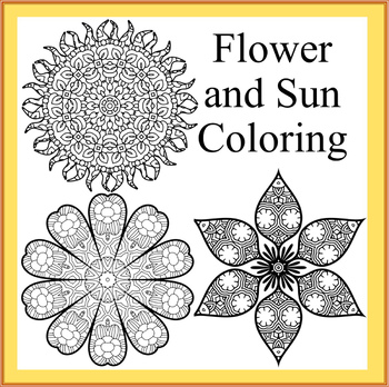 Preview of Flower and Sun Mandala Coloring Pages- 52 Coloring Sheets