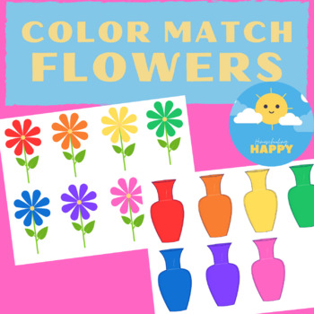 Flower and Vase Color Matching Activity by Homeschooling Happy Store