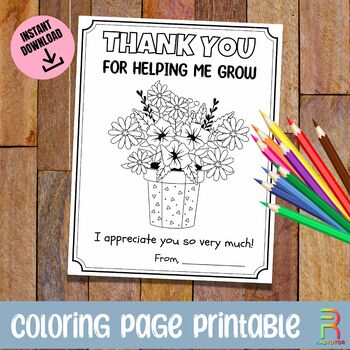 Preview of Flower in a Pot Coloring Page Teacher Appreciation Worksheet