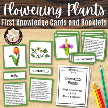 Preview of Flowering Plants Cards Booklet Elementary Botany Plant Kingdom Montessori Plants