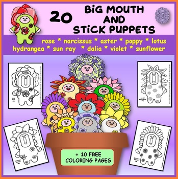 Preview of Flowers Big Mouth and Stick Puppets