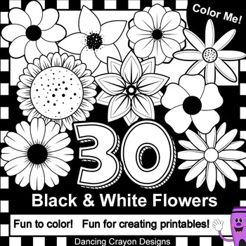 Preview of Flowers Clip Art: Black and White
