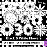 Flowers Clip Art: Black and White