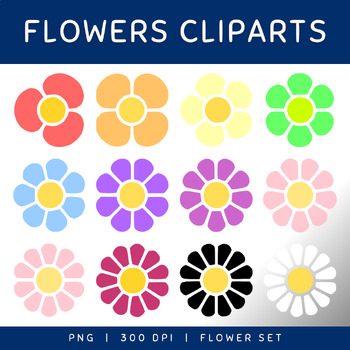 Flowers Clipart, Simple Flowers clip art, Commercial Flowers Set 2