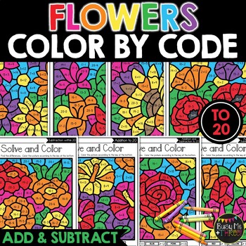 Flowers Coloring Pages Addition and Subtraction to 20 | No Prep Color ...