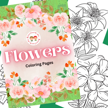 Preview of Flowers Coloring Printable Pages (for Ages 4-8)