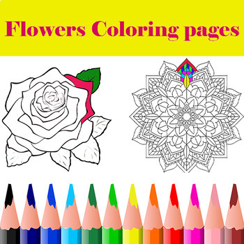 Preview of Flowers, mandala, Coloring pages for kids