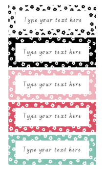 Preview of Flowers Colourful Blank Labels Classroom Display Organisation Editable