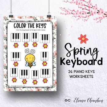 Preview of + 20 Piano Keyboard Music Worksheets - Spring and Easter - Young Beginner
