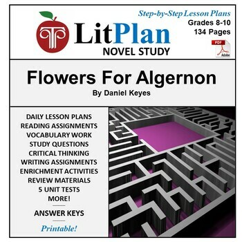 Preview of Flowers For Algernon LitPlan Novel Study Unit, Activities, Questions, Test