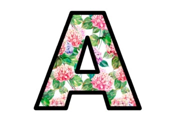 Preview of Flowers Hydrangeas Bulletin Board Letters, Classroom Décor, Alphabet and Number