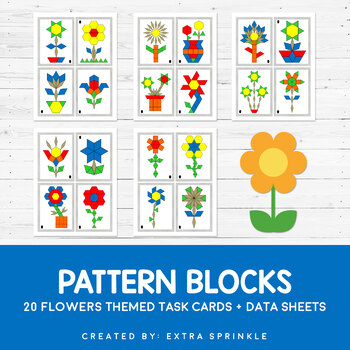 Flowers Pattern Blocks Task Cards and Data Sheets by Extra Sprinkle