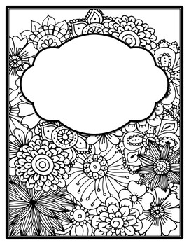 Preview of Flowers, Spring Binder Cover and Spines, Coloring Pages, Back to School