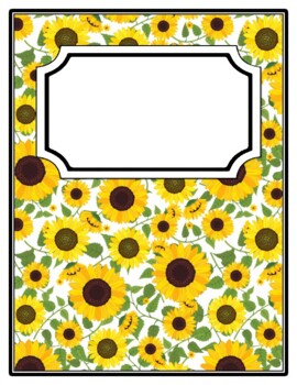 Preview of Flowers,Sunflowers Binder Cover, Spines Fall Back to School Classroom Management