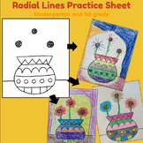 Flowers & Vase Practice Coloring Page; Radial Lines Worksh