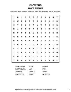 Flowers - Word Search Puzzle, Word Scramble, Crack the Code | TPT