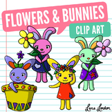 Flowers and Bunnies Clip Art - Spring and Easter Holiday Inspired