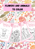 Flowers and animals to color for valentine's day