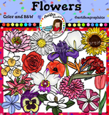 Flowers clip art. Color and B&W