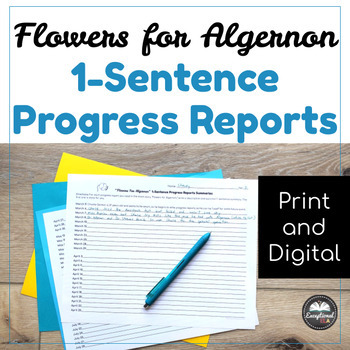 Preview of Flowers for Algernon 1-Sentence Progress Report Summaries - Print & Digital