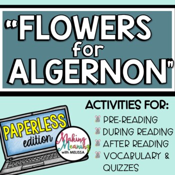 Preview of "Flowers for Algernon" Short Story Digital Notebook - PAPERLESS
