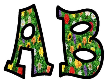 Flowers in Field Bulletin Board Letters by Carol Young Podmore | TpT