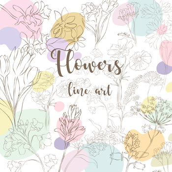 Preview of Flowers line art (clip art)