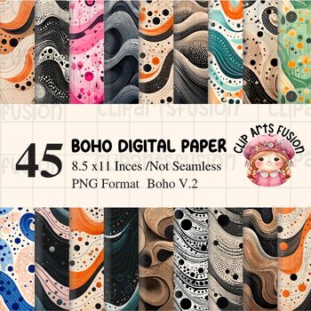Preview of Flowing Beautiful Boho Digital Paper Set | Creative Wallpaper Background 8.5x11