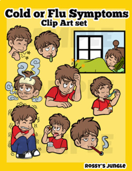 Preview of Flu or Cold Symptoms and Treatment Clip Art Set