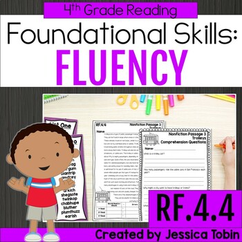 Preview of 4th Grade Fluency Passages with Comprehension, Reading Fluency Centers RF.4.4