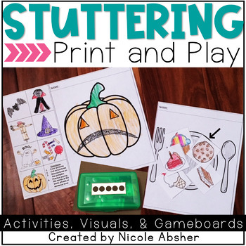 Preview of Speech Therapy Stuttering Activities Worksheets and Visual Supports