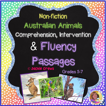 Preview of Fluency: Australian Animals/Nonfiction Comprehension w/No Prep DIGITAL PAGES