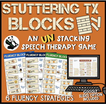 Preview of Stuttering TX Blocks: A Speech Therapy UN-stacking Game! + Google Slides Option