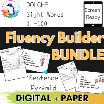 Preview of Fluency Builder BUNDLE | Sight Words Dolche 1-100 | DIGITAL and PRINTABLE