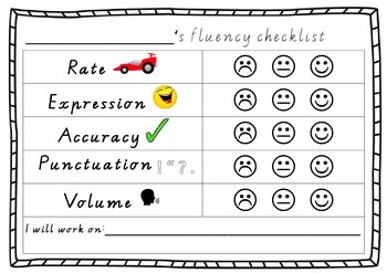 Preview of Fluency Checklist - First Grade