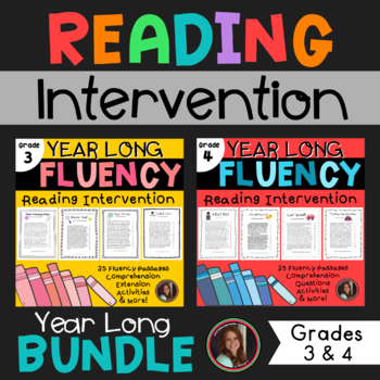 Preview of Reading Intervention Bundle Fluency & Comprehension Grades 3 & 4