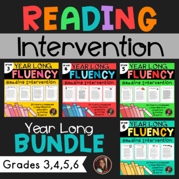 Preview of Reading Intervention Bundle Fluency & Comprehension Grades 3-6