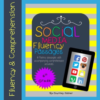 Preview of Reading Fluency Passages & Comprehension Social Media Theme 6th Grade Level